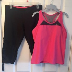 Nike Dri Fit Tank & Capri Leggings Workout Bundle
